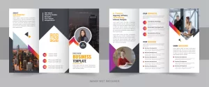 Corporate business trifold brochure template, Creative and Professional tri fold brochure vector design.